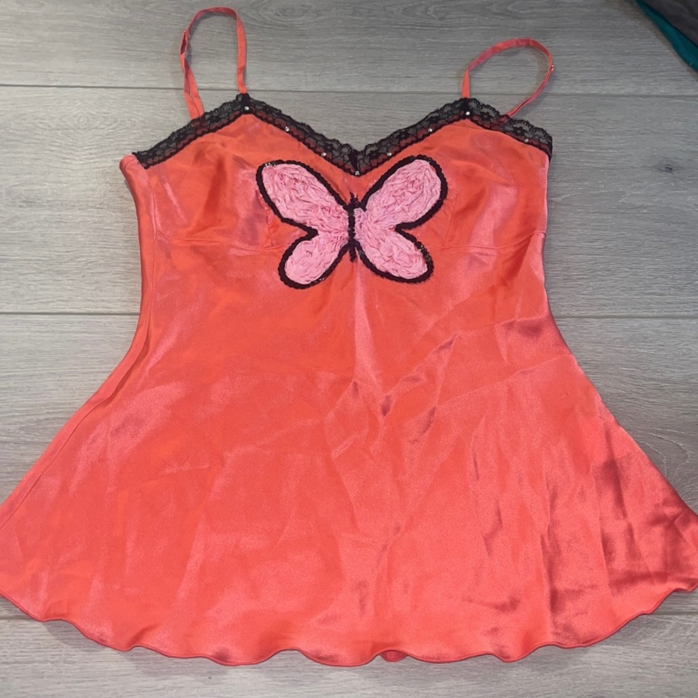 90s butterfly 100% silk tank